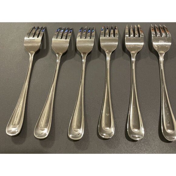 Oneida Sand Dune Glossy Stainless Steel Salad Forks Fork Set of 6 Flatware USA - Picture 2 of 4